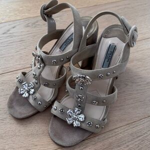Prada Women's Cream/Nude Embellished Sandals size 37